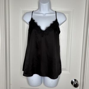 Forever 21 Black Lace-Trimmed Chemise Size Large